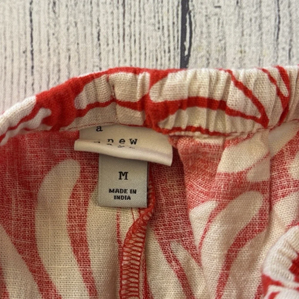 A New Day Linen Rayon Tropical Leaf Print Pull On Shorts‎ Women's Medium